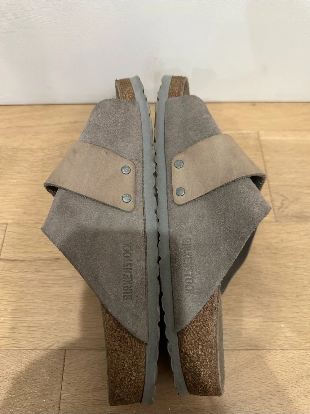 Birkenstock Kyoto Gray Taupe Suede Leather Size 40